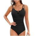 thumbnail image 2 of Qulqfy Womens One Piece Swimsuits Tummy Control Modest Slimming Bikini V Neck High Waisted Full Coverage Swimwear Bathing Suits for Women Over 60 L, 2 of 5