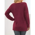 thumbnail image 4 of MOSHU V Neck Sweaters for Women Fall Lightweight Knit Pullover Sweater Side Slits Tops, 4 of 9