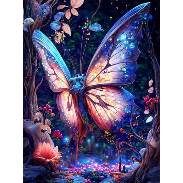 DIY Diamond Art Painting Flower Butterfly Fantasy Full Square/Round Embroidery Mosaic Rose Cross Stitch New Arrivals X1030Square 90x90cm Gao Jinjia LED