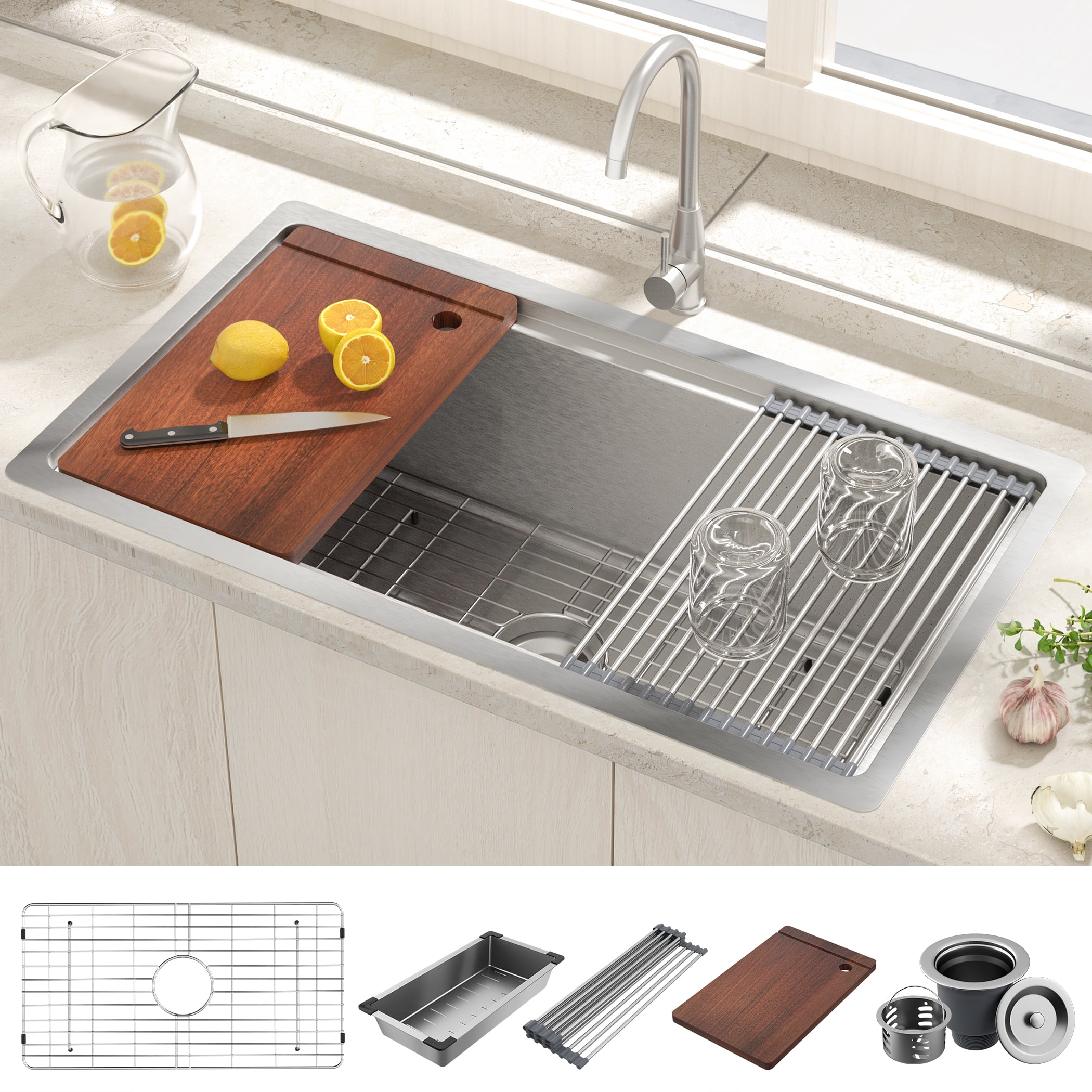 AiYCHEN Stainless Steel Bar Sink, Undermount Kitchen Sink, 16 Gauge