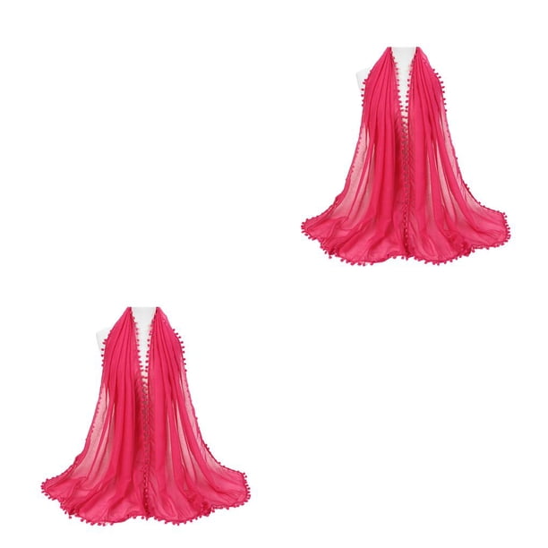 Guardurnaity Bufanda de empalme de bolas de lana Transpirable Pañuelo de moda Silenciador de diseño aerodinámico amigable con la piel para Four 8rosa roja 2piezas