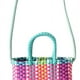 thumbnail image 3 of Verdant Touch Bolsa tejida de plástico colorido con asa de tira, pequeña, bonita bolsa cuadrada de moda para verano, playa, verde y rojo rosa, multicolor, 60_x_180_cm, 3 of 5
