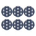 thumbnail image 2 of Fuzoiu white arrow Skull Print Leather Coasters Set,Drink Coasters Set of 6,for Tabletop Protection, Durable PVC Coasters,Home Décor and Housewarming Gift,Round Shape, 2 of 7