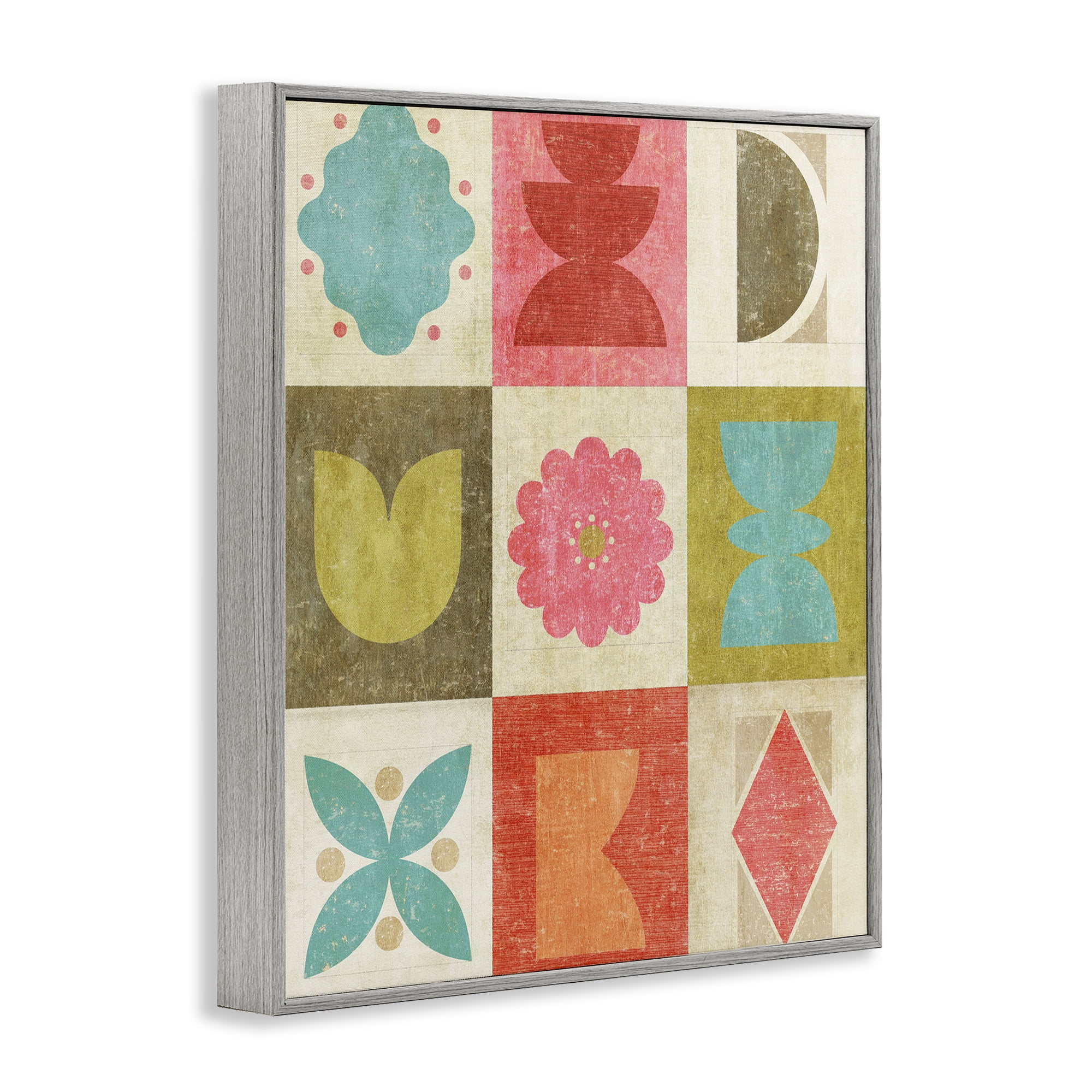 Stupell Industries Happy Dance Geometrics Gray Framed Giclee Art, design by Suzanne Nicoll