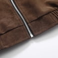 thumbnail image 6 of DPTALR Men's Classic Stand Collar Leather Jacket Solid Color Long Sleeve with Zipper Pockets,Coffee, M, 6 of 9