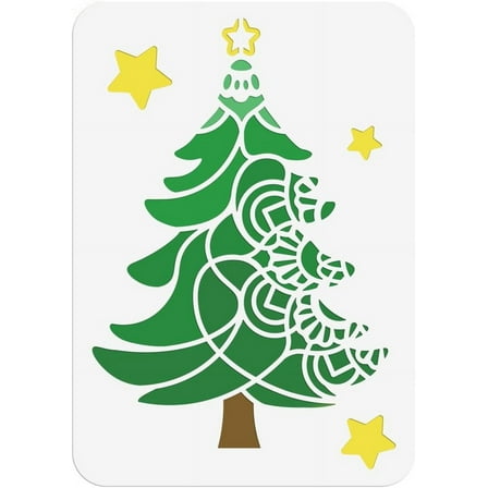 Christmas Tree Painting Stencil 11.7x8.3 Inch Reusable DIY Art and Craft Stencils colorful
