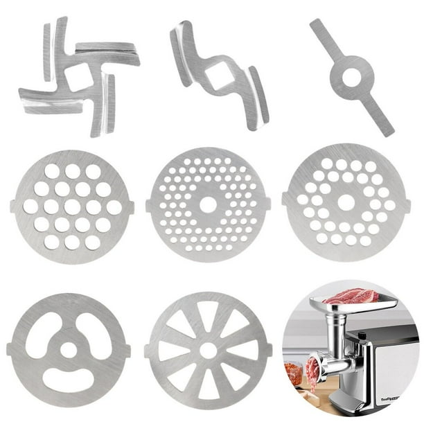 8PCS Meat Grinder Blades Set, Household Meat Grinder Plate Discs and Grinding Blades, Cast Iron