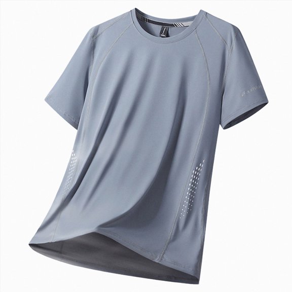 GEWSEY Men's Crew Neck Short Sleeve T Shirt Loose Fit for Workout Running Outdoor Wear (Grey, L)