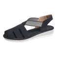 thumbnail image 7 of Rokment Women's Comfortable Closed Toe Wedge Gladiator Walking Sandals Summer Fall Stylish Casual Openwork Elastic Ankle Strap Platform Slingback Dressy Fisherman Shoes Black Size 5.5, 7 of 7