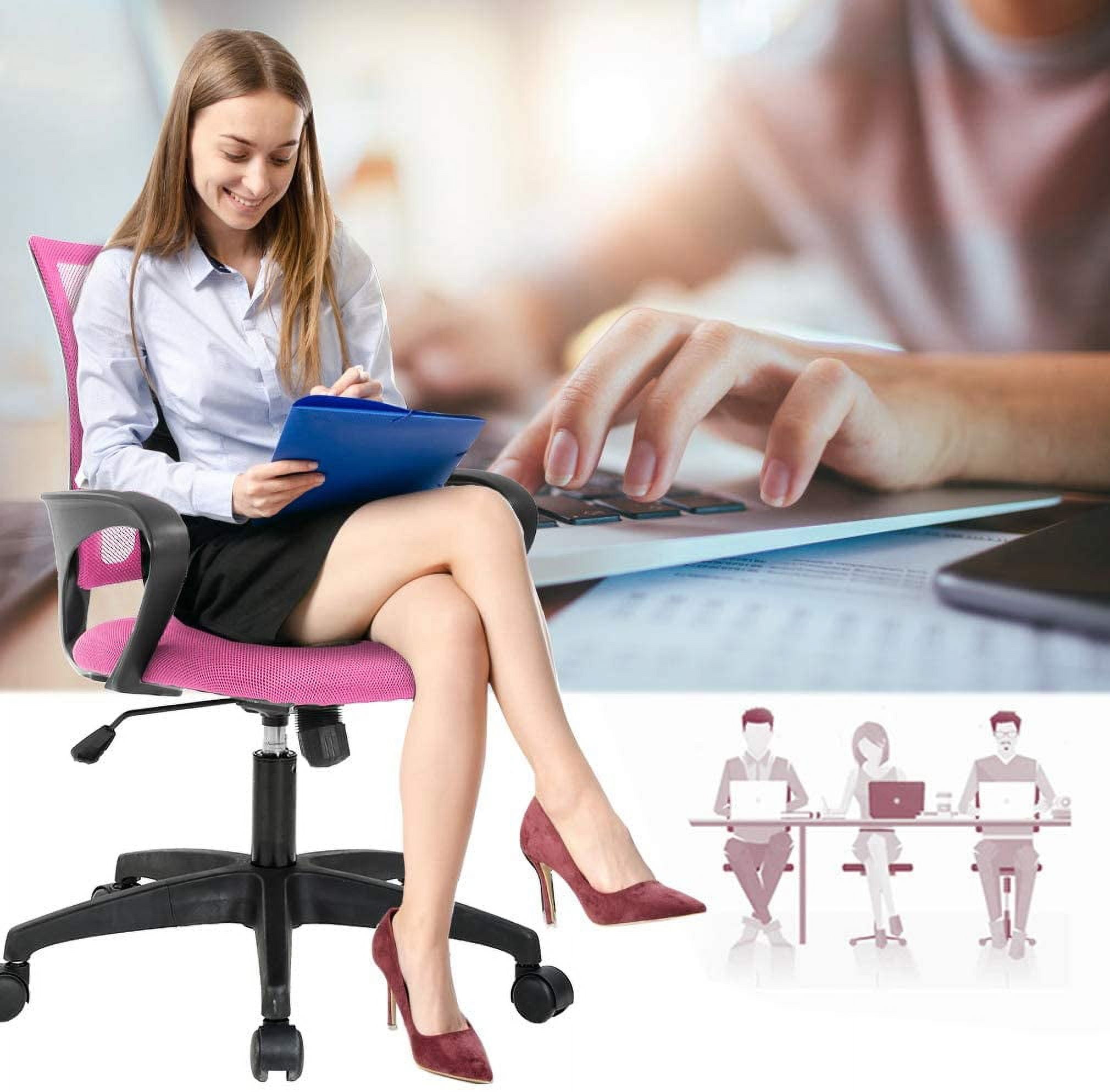 BestOffice Ergonomic Office Chair, Lumbar Support, Adjustable Height with Armrests for Adults(Pink)