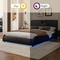 thumbnail image 5 of Queen Size Luxurious Faux Leather Upholstered Platform Bed with Thickened Headboard, Bluetooth Speakers and RGB LED Light, No Box Spring Needed, Black, 5 of 9