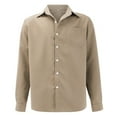 thumbnail image 6 of Wendoximz Mens Button Up Shirts Long Sleeve Mens Shirts Summer Men's Casual Fashion Solid Color Trend Loose Lapel Button Down Shirt, 6 of 8