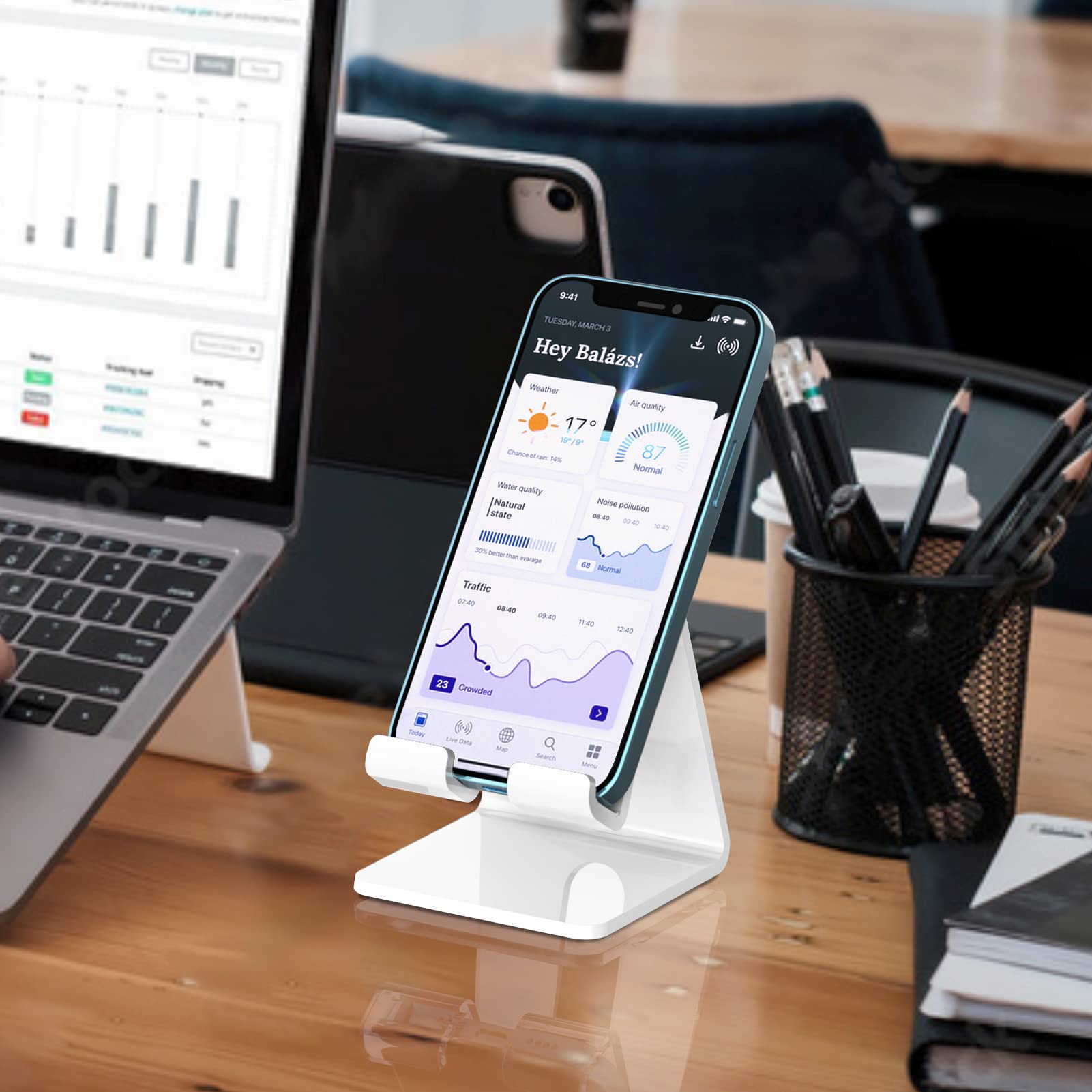 Acrylic Cell Phone Stand, Portable Clear Phone Stand for Desk, Compatible with Phone16 15 14 13 Pro Max Mini 12 11 Plus SE, Switch, Android Smartphone, Pad, Tablet, Desk Accessories
