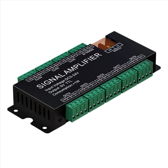 2X 8CH LED Strip Signal Amplifier,WS2812 5V SPI TTL Signal Output for WS2811 WS2815 WS2813 Pixels LED Light DC5-24V
