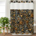 thumbnail image 3 of Boho Floral No Hook Shower Curtain Waterproof, Bathroom Curtains with Snap in Liners and See Through Top Window, Vintage Botanical Paisley Flower Hotel Style Bathtub Curtains Shower 60"Wx72"L, 3 of 8