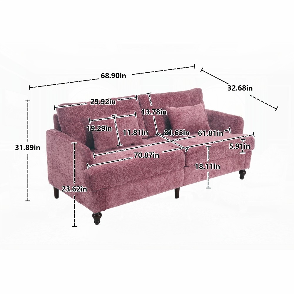 Chenille Fabric Loveseat Sofa - Sturdy & Breathable, 2-Seat for Living Room