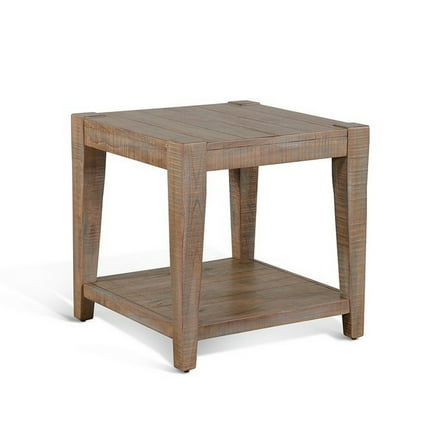 Lilly Side End Table-1 Shelf-Weathered Brown-24 Inch Square