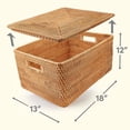 thumbnail image 2 of Rattan Basket with Lid - 18" L x 13" W x 12" H, Rattan Storage Basket, Large Wicker Basket with Lid, Rattan Baskets for Storage, Wicker Storage Basket with Lids, and Rattan Box with Lid, 2 of 6