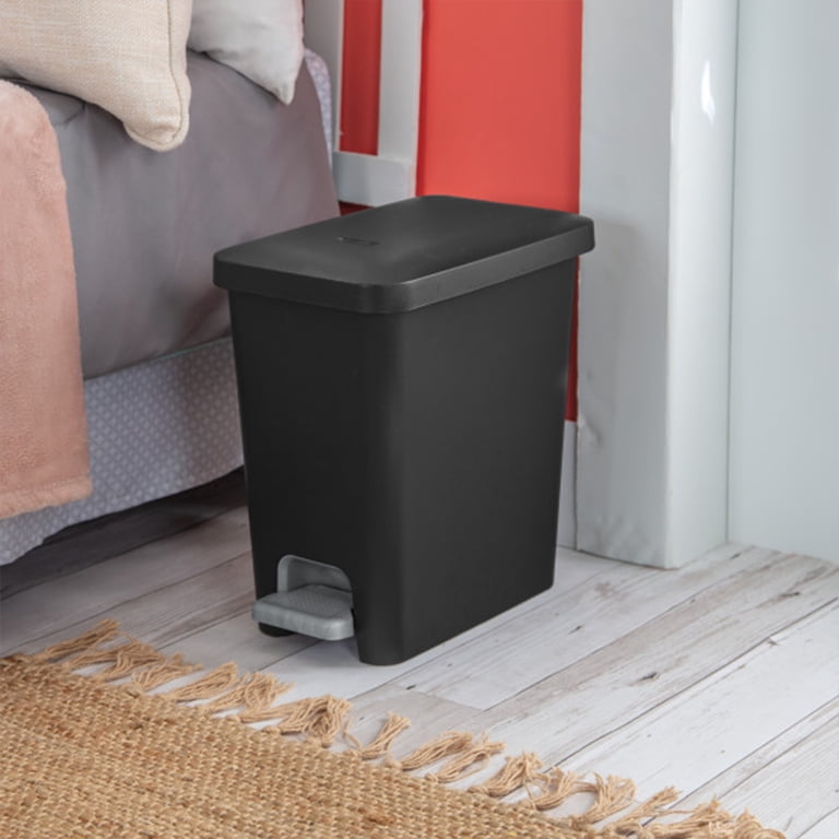 Sterilite 2.7 Gal Rectangular Step On Trash Bin Wastebasket, Black