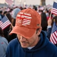 thumbnail image 2 of LNZGNM Unisex 250th Anniversary USA Hat Patriotic Baseball Hat Retro Adjustable Washed Golf Cap Memorial Day Dad Hats,Saffron, 2 of 5