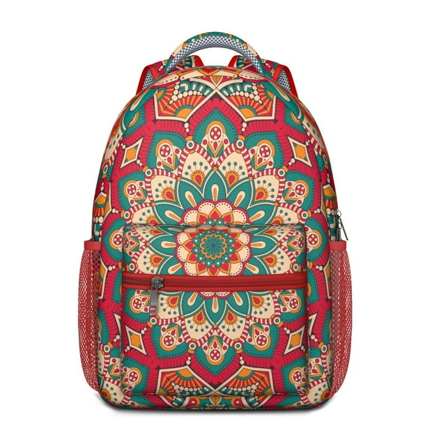 Boho Chic Mandala Waterproof Backpack - Breathable Ergonomic School Bag for Teenagers