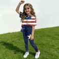 thumbnail image 3 of CCRFTGI 250&nbsp;Anniversary Usa Summer Outfits for Kids Girls 10-12 Cute 1776 American Flag Stars Striped Short Sleeve Tops and Silm Long Pants Freedom Sets for Girls Dark Blue 2-3 Years, 3 of 5