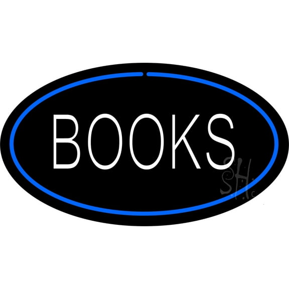 Books Oval Blue LED Neon Sign 13 x 24 - inches, Black Square Cut Acrylic Backing, with Dimmer - Bright and Premium built indoor LED Neon Sign for Defence Force.