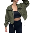 thumbnail image 2 of LOVZFMLL Vestes pour Femmes, Veste Longue Décontractée Polyvalente à Manches Longues avec Capuche, 2 of 4