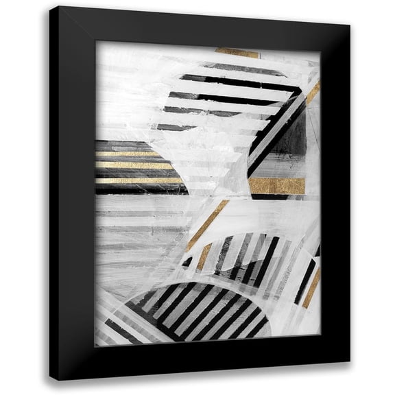 Cartissi 11x14 Black Modern Framed Museum Art Print Titled - Black White Gold I