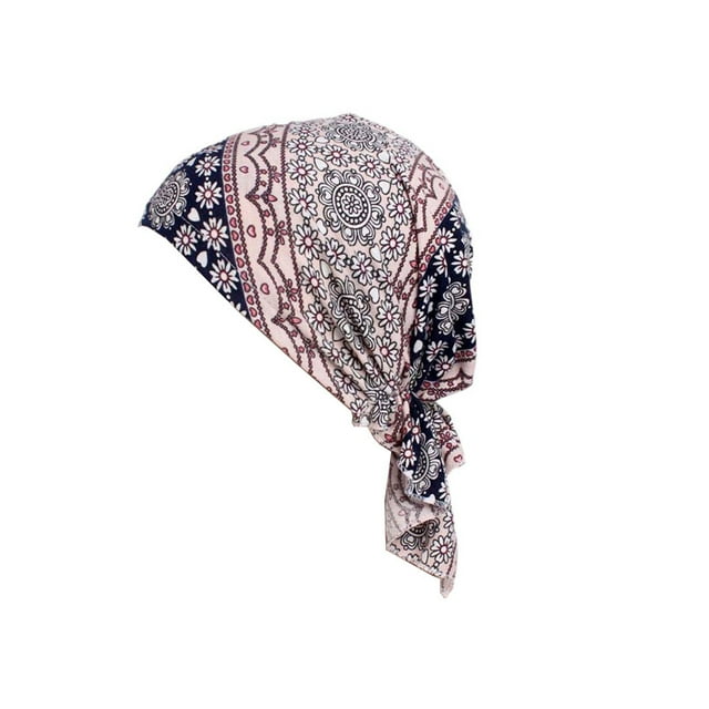 Bonnet de Chimiothérapie Impression Foulard Femmes Coton Turban Musulman Extensible Bonnet Musulman Chimiothérapie Perte de Cheveux Baotou Noué Couvre-Chef