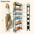 thumbnail image 3 of in Slim Rolling Storage Cart Mobile Shelving Unit with Wheels Metal Wire Storage Shelving Rack with Baskets for Kitchen Bathroom Office Laundry Narrow Piaces, 3 of 7