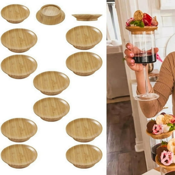 10Pcs Wine Glass Topper, 4Inch Wine Glass Charcuterie Topper Bamboo Wine Glass Topper Coasters