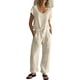 thumbnail image 3 of TaTaai Women's Spring Summer Two Piece Outfit Short Sleeve Round Neck T-Shirt and Cargo Trousers Solid Color Casual Matching Set for Daily Wear Gift, 3 of 9