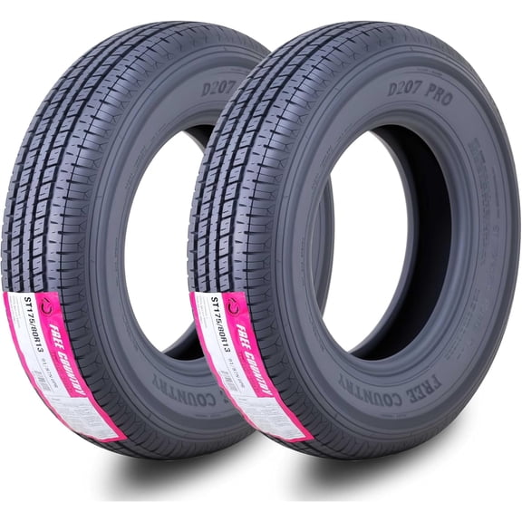 FREE COUNTRY Premium Trailer Tires ST 175/80R13 6 ply Load Range C w/Scuff Guard, Set 2