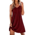 thumbnail image 3 of Aboser Women’s Chemise Nightgown Cozy Lace Trim Sleepdress Casual Wide Strap Loungewear Lightweight Soft V Neck Short Nightshirts Solid Color Loose Sleep Gowns, 3 of 8