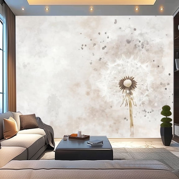 Peel and Stick Wallpaper Canvas Floral Watercolor Dandelion Abstract Botanical Dreamy Garden Modern Art Wall Mural Decor Self Adhesive and Removable 100in x 144in