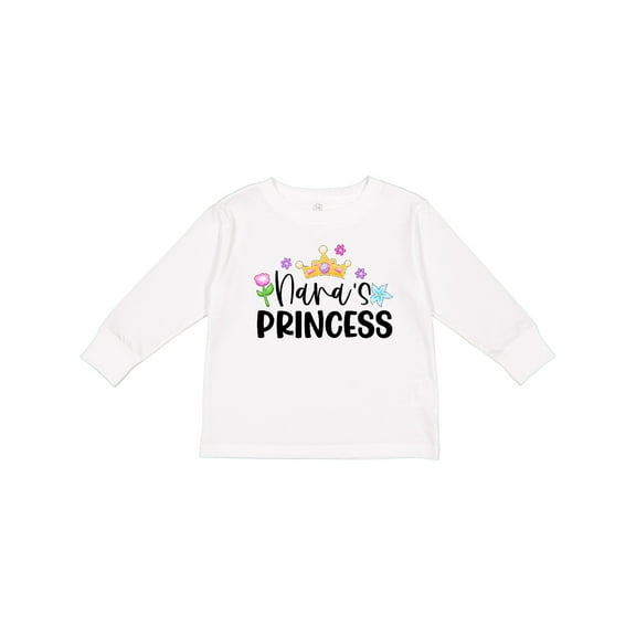 Inktastic Nana's Princess Crown and Flowers Girls Long Sleeve Toddler T-Shirt