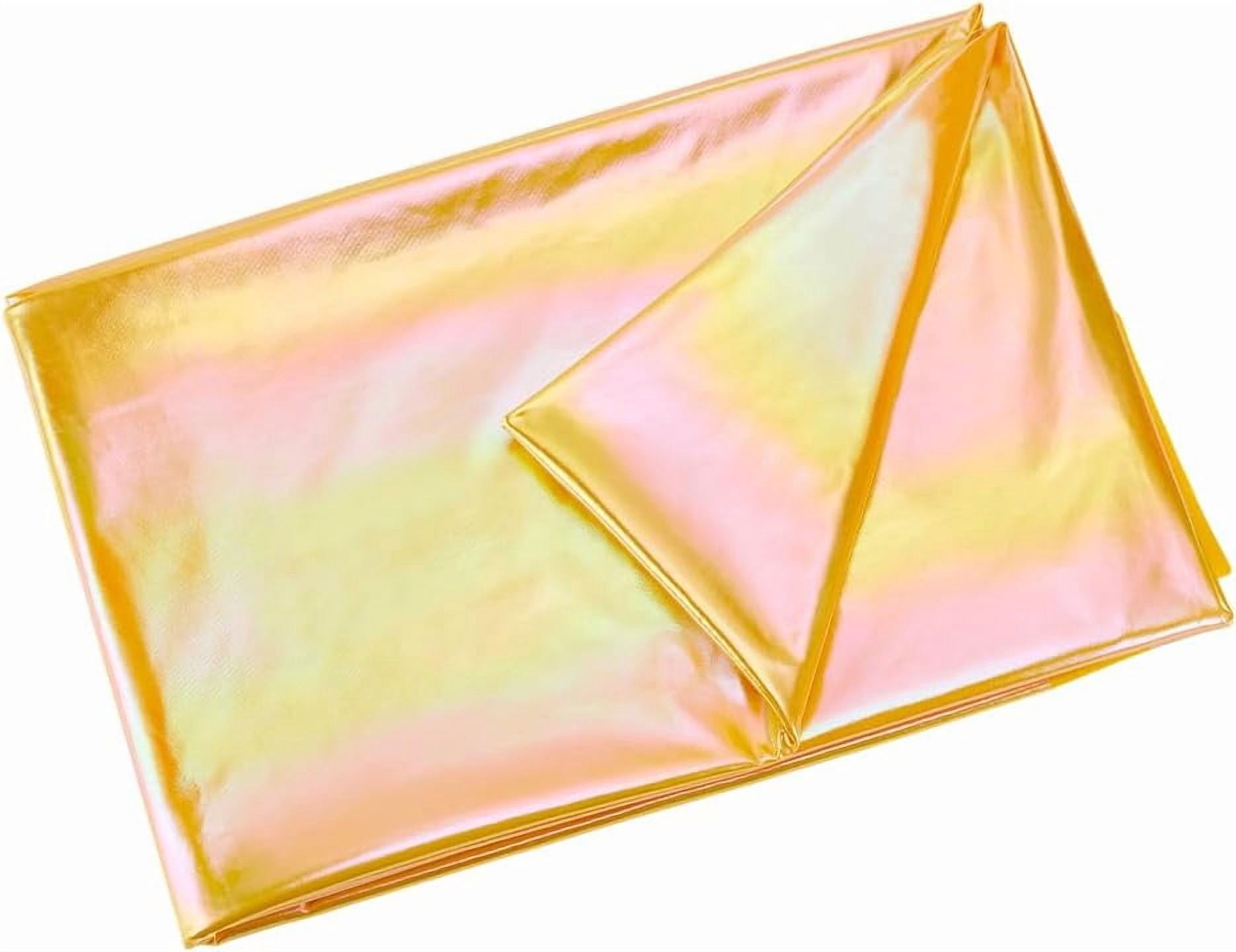 2.19 Yards Metallic Foil Lame Spandex Fabric 60.63 Inch Wide Rainbow 4-Way Stretch Iridescent Hologram