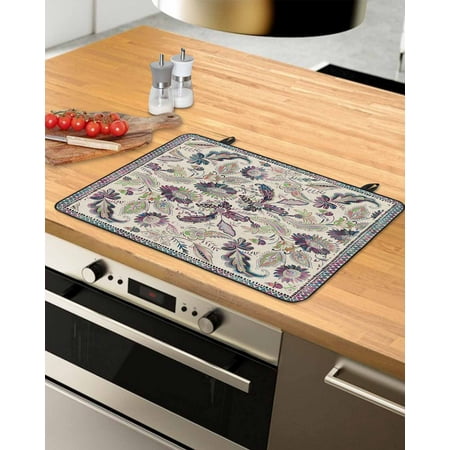 

Purple Teal Ethnic Stove Top Covers for Electric Stove Heat Insulation Fireproof Glass Cooktop Cover Counter Top Glass Stove Cover for Prevent Scratches 31 x24 Boho Modern Geometric Abstract Art