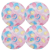 Ryvnso Candy Pastel Round Plate Mats Dining Table Placemat Set of 4 for Holiday Decoration