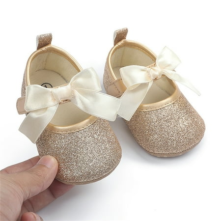 

Uinagy Toddler Kids Infant Girls Soild Colour Bowknot Princress Shoes Soft Sole The Floor Barefoot Non Slip First Walkers Prewalker Shoes