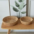 thumbnail image 5 of Denhf Round Wicker Basket, Natural Rattan Woven Fruit Basket, Handwoven Bread Basket for Kitchen Counter Organizing, Key Holder Bowl, Stackable Farmhouse Decor, 7.9 Inch, 5 of 9