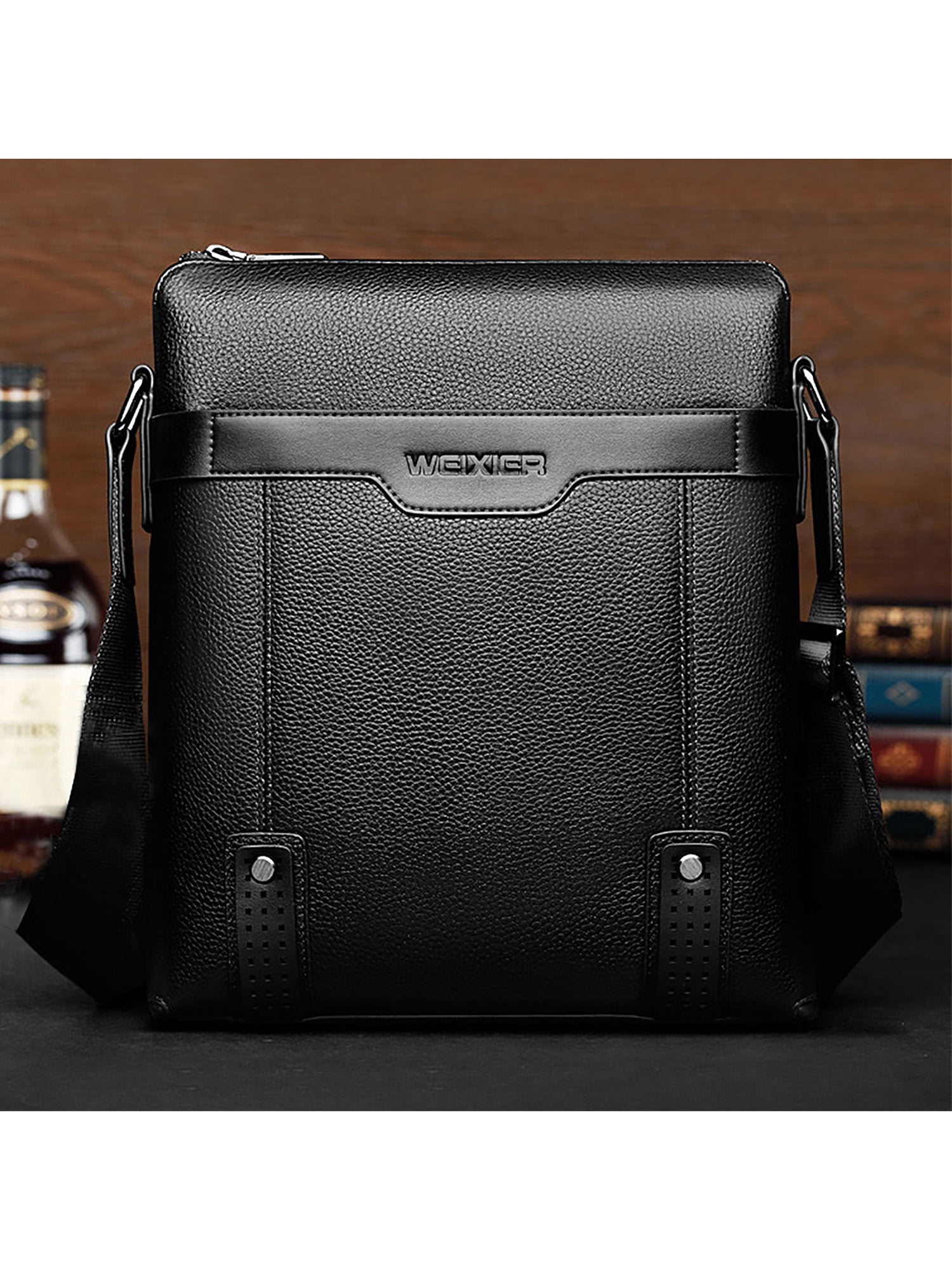 UKAP Men Multi Pocket Business Handbag Mens Fashion Messenger Satchels  Leather Utility Travel Briefcase Crossbody Bags Brown.
