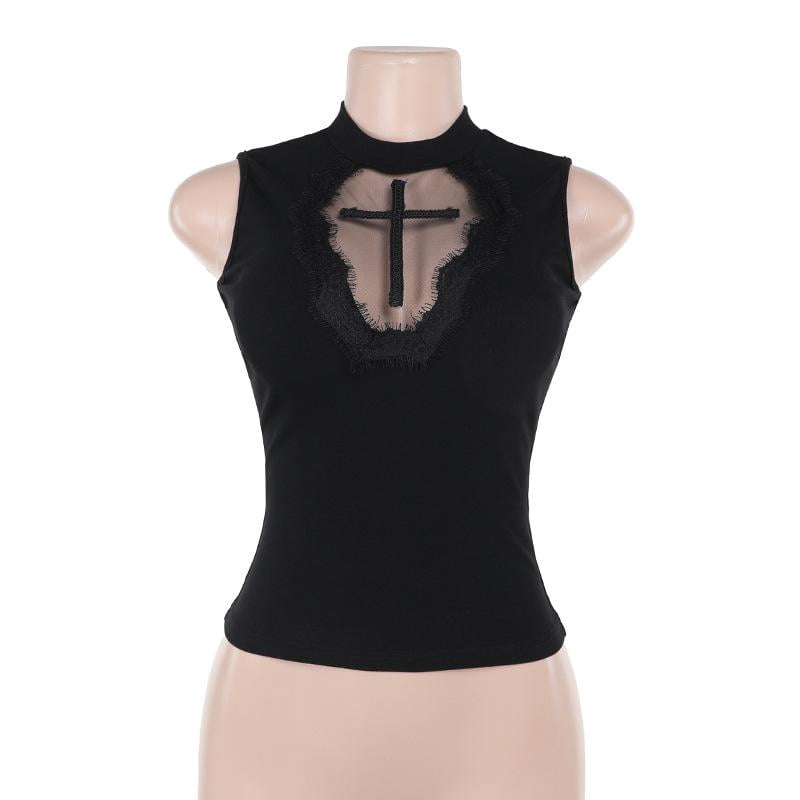 トップス andwang Cross lace tanktop black トップス andwang Cross