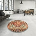 thumbnail image 3 of Ahgly Company Indoor Round Abstract Fire Brick Red Oriental Area Rugs, 6' Round, 3 of 6