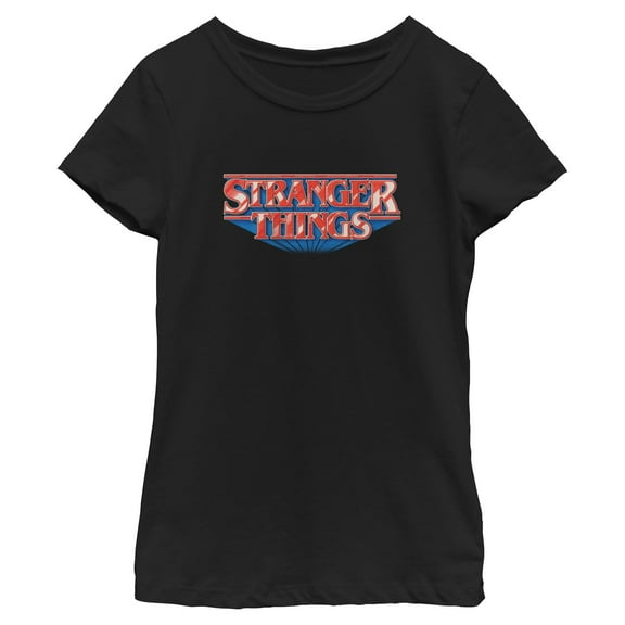 Netflix Girls' Stranger Things Glossy Style Classic Shadow Logo T Shirt