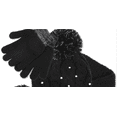 thumbnail image 2 of Fab Big Girl's 3 Pc Sparkly Knit Hat Scarf & Gloves Set Black One Size, 2 of 3
