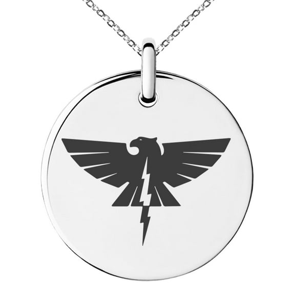 Stainless Steel Zeus Greek God of Sky Engraved Small Medallion Circle Charm Pendant Necklace