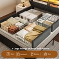 thumbnail image 6 of ARICOEASY California King Size Platform Bed Frame with Storage Drawers & LED Lights & Charging Station, Black, 6 of 8