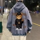 thumbnail image 2 of Sudadera con capucha para hombre, suéter con estampado de oso de dedo medio, Jersey japonés, ropa de calle Y2K, moda Harajuku, otoño, 2 of 3
